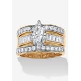 Women's 3.86 Tcw Marquise-Cut Cubic Zirconia 3-Piece Bridal Set Gold-Plated by PalmBeach Jewelry in Gold (Size 7)