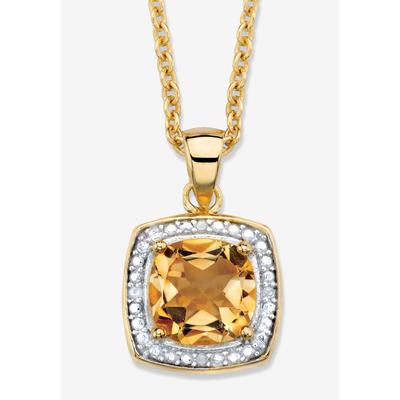 Women's 1.85 Tcw Genuine Citrine And Diamond Accent Gold-Plated Sterling Silver Necklace by PalmBeach Jewelry in Yellow