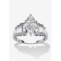 Women's 3.82 Ct Tw Cubic Zirconia Ring In Platinum-Plated Sterling Silver by PalmBeach Jewelry in Silver (Size 8)