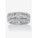 Women's 4.66 Cttw. Cubic Zirconia Platinum-Plated Sterling Silver Eternity Ring by PalmBeach Jewelry in Silver (Size 9)