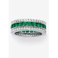 Women's 6.03 Tcw Simulated Emerald Eternity Ring In Platinum-Plated Sterling Silver by PalmBeach Jewelry in Green (Size 9)