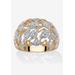 Women's Round Diamond Accent 18K Gold-Plated Two-Tone Openwork Dome Leaf Ring by PalmBeach Jewelry in White (Size 6)