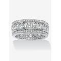 Women's 4.66 Cttw. Cubic Zirconia Platinum-Plated Sterling Silver Eternity Ring by PalmBeach Jewelry in Silver (Size 6)