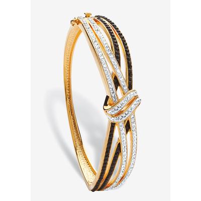 Women's Black & White Crystal Bangle Bracelet Gold-Plated by PalmBeach Jewelry in Black White