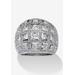 Women's 4.12 Tcw Princess-Cut And Round Cubic Zirconia .925 Sterling Silver Dome Ring by PalmBeach Jewelry in Silver (Size 5)