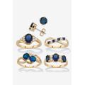 Women's 9.42 Cttw Gold-Plated Simulated Blue Sapphire And Cz Earrings And Ring Set by PalmBeach Jewelry in Blue (Size 8)