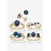 Women's 9.42 Cttw Gold-Plated Simulated Blue Sapphire And Cz Earrings And Ring Set by PalmBeach Jewelry in Blue (Size 8)