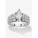 Women's 2.85 Cttw Marquise Cut Cubic Zirconia Ring Platinum Plated .925 Sterling Silver by PalmBeach Jewelry in Silver (Size 11)