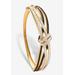 Women's Black & White Crystal Bangle Bracelet Gold-Plated by PalmBeach Jewelry in Black White