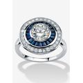 Women's 3.46 Tcw Round Cz And Sapphire Circle Ring In Platinum-Plated Sterling Silver by PalmBeach Jewelry in Silver (Size 10)