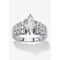 Women's 2.85 Cttw Marquise Cut Cubic Zirconia Ring Platinum Plated .925 Sterling Silver by PalmBeach Jewelry in Silver (Size 8)