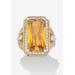 Women's 19.52 Tcw Emerald-Cut Yellow Cz Halo Cocktail Ring Yellow Gold-Plated by PalmBeach Jewelry in Yellow (Size 7)