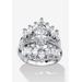 Women's 5.98 Tcw Marquise-Cut Cubic Zirconia Jacket Bridal Set In Silvertone by PalmBeach Jewelry in Silver (Size 10)