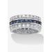 Women's 6.66 Tcw Blue Cz White Cz Accent Silvertone Eternity Band by PalmBeach Jewelry in Blue (Size 6)