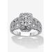 Women's Diamond Accent Platinum-Plated Sterling Silver Filigree Ring by PalmBeach Jewelry in Silver (Size 8)