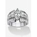 Women's 7.87 Tcw Marquise-Cut Cubic Zirconia Platinum-Plated Engagement Anniversary Ring by PalmBeach Jewelry in Silver (Size 7)