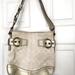 Coach Bags | Coach Signature Hobo Shoulder Bag. Cream/Off-White W/Gold Leather Trim/Accents. | Color: Cream/Gold | Size: 11 X 10 1/2 X 2 (Approximately)