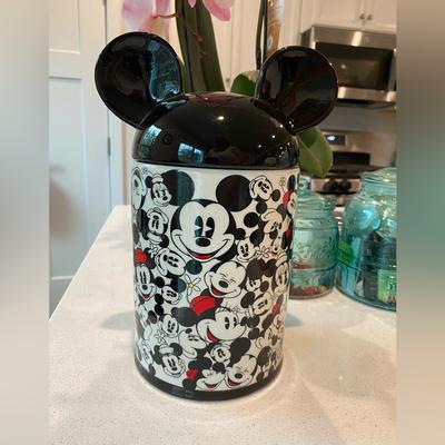 Disney Kitchen | New Disney Minnie And Mickey All Over Canister Cookie Canister- All Over Print | Color: Black/White | Size: 10.75 Inches Tall