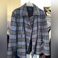 J. Crew Jackets & Coats | J Crew Blue Black Plaid Jacket Peacoat Wool Blend Button Ls Lined Sz L | Color: Black/Blue | Size: L