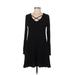 Piko Casual Dress - A-Line V Neck Long sleeves: Black Print Dresses - Women's Size Medium