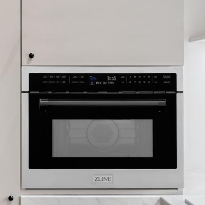 "ZLINE Autograph Edition 24"" 1.6 cu ft. Built-in Convection Microwave Oven in Stainless Steel and Matte Black Accents - ZLINE Kitchen and Bath MWOZ-24-MB"