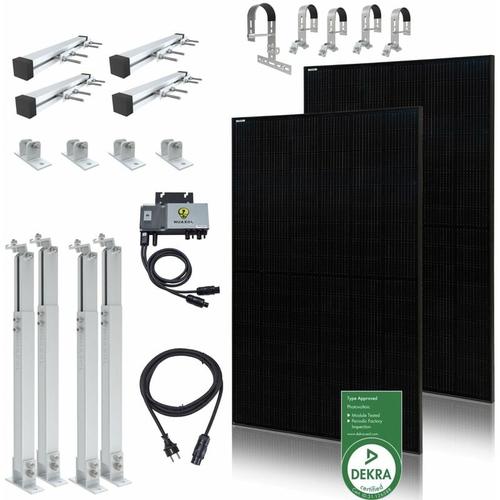 Nuasol – Balkonkraftwerk 830W/600W All Black Photovoltaik Solaranlage & Halterung