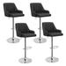 Adjustable Armless Swivel PU Leather Bar Stools Chrome Air Lift Counter Height Stools Set of 4