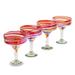 NOVICA Artisan Handblown Recycled Margarita Glasses Red Mexican Tableware Drinkware 'Fineness Enchantment' (Set of 4)