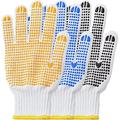 Cotton Polyester String Knit Shell Safety Protection Work Gloves for Painter Mechanic Industrial Warehouse Gardening Construction Men & Women With One Side Dots 6 Pairs