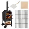 Ktaxon Outdoor Pizza Oven 14 Inch Wood Fired Pizza Oven Patio Pizza Maker w/ Pizza Stone Pizza Peel Grill Rack