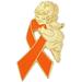 PinMart s Orange Awareness Ribbon and Angel Enamel Lapel Pin