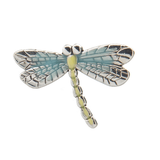Turquoise and Green Accentend Metal Dragonfly Pin - By Ganz