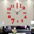 Frameless DIY Wall Clock 3D Mute Round Shape Quartz Wall Clock Sticker DIY Wall Decoration for Home Living Room Bedroom Office Classroom