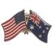 Box of 12 Australia & US Crossed Flag Lapel Pins Australian & American Double Friendship Tie & Hat Pin Badges