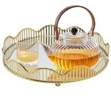 12.4*2.36in Gold Mirrored Tray Decorative Mirror for Perfume Organizer Jewelry Dresser Organizer