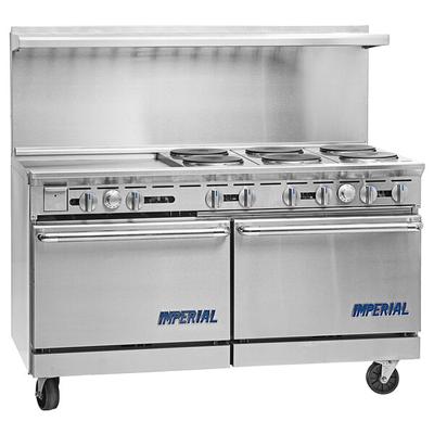 Imperial Range Pro Series IR-12-E-C 72" Electric Range with 12 Round Plates, 1 Standard Oven, and 1 Convection Oven - 240V, 3 Phase