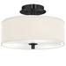 Cream Faux Silk Black 14" Wide Ceiling Light