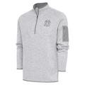 Men's Antigua Pewter New York Yankees Metallic Fortune Quarter-Zip Pullover Jacket