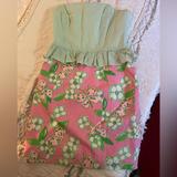 Lilly Pulitzer Dresses | Euc Lilly Pulitzer 90’s Vintage Strapless Ruffle Dress,Size 8. Summer Party | Color: Green/Pink | Size: 8