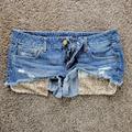 American Eagle Outfitters Shorts | American Eagle Outfitters Aeo Jean Shorts With Gold Glitter Pocket Size 4 | Color: Blue/Gold | Size: 4