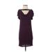 Black Halo Casual Dress - Mini Cowl Neck Short sleeves: Purple Print Dresses - Women's Size X-Small