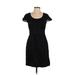 Banana Republic Cocktail Dress - Sheath Scoop Neck Short sleeves: Black Print Dresses - Women's Size 2 Petite