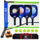 Pickleball Net with 4 Lightweight Fiberglass Pickleball Paddles and 6 Pickle Balls Outdoor | Portable Pickleball Set with Net for Driveway or Backyard 22ft Regulation Size Net