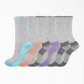 Dickies Women's Moisture Control Crew Socks, Size 6-9, 6-Pack - Medium Gray One (I61002)