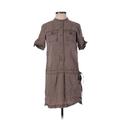 Gap Outlet Casual Dress - Shirtdress Mock Short sleeves: Brown Print Dresses - Women's Size Small