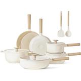 Carote 12 Pcs Pots & Pans Set, Nonstick Ceramic Cookware Sets, Induction Cookware Set Non Stick/Aluminum in Gray | Wayfair 06019