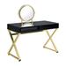 Everly Quinn Lumene Vanity Desk w/ Mirror in Black & Gold Wood/Metal in Black/Brown/Yellow | 49.5 H x 41.6 W x 19.4 D in | Wayfair