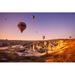 Ebern Designs Hot Air Balloons Flying - Wrapped Canvas Photograph Canvas in Blue/Indigo/Orange | 12 H x 18 W x 1.25 D in | Wayfair