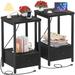 Black Nightstands Set of 2 with Charging Station, Modern Night Stand Bedside Table with Storage Drawer and Shelf, End Sidetable