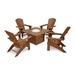 POLYWOOD Nautical Curveback Adirondack 5-Piece Conversation Set with Fire Table